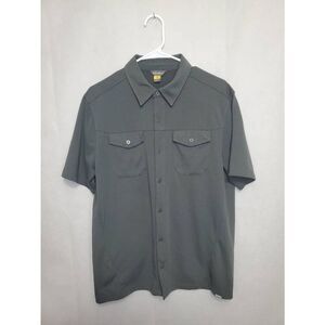 Eddie Bauer Men's Travex Button Down Grey Short Sleeve Shirt Lightweight Outdoor
